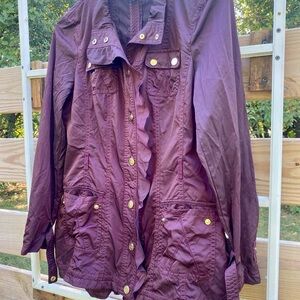 Burgundy White House Black Market jacket with gold hardware